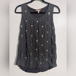 Juicy Couture Gray Embellished Beaded Tank Top Size M